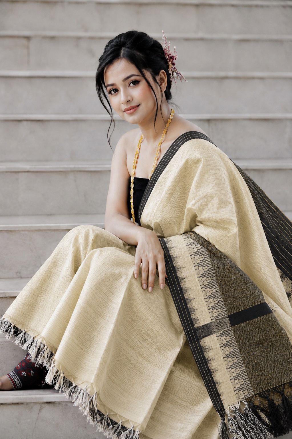 Soft and Lightweight Traditional Inaaphi | Cream and Teal Border
